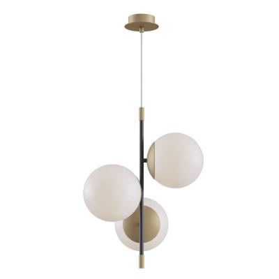 Suspension en m&eacute;tal noir &agrave; 3 sph&egrave;res et hauteur r&eacute;glable