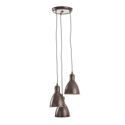 PRIDDY - Suspension 3 Lumi&egrave;res M&eacute;tal Cuivre patin&eacute; &Oslash;32,5cm