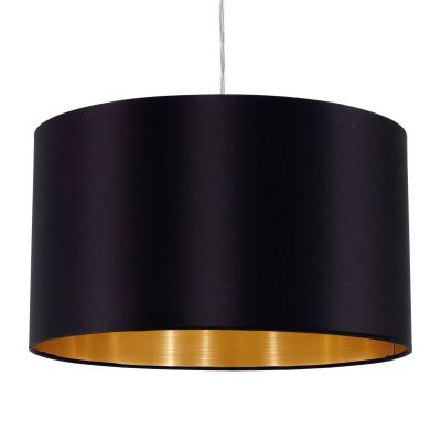 Suspension en textile MASERLO 1 ampoule nickel satin&eacute; abat jour noir