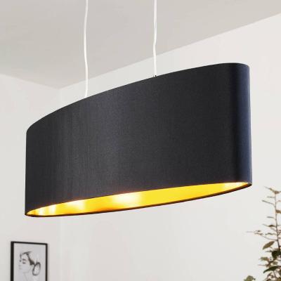 Suspension en textile MASERLO 2 ampoules nickel satin&eacute; abat jour noir