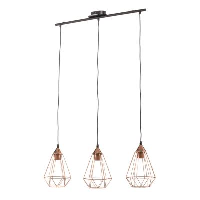 Tarbes plafonnier suspendu &agrave; 3 lampes, barre droite, noir