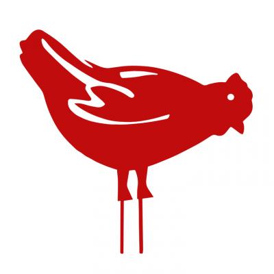 Figurine &agrave; piquer poule rouge - 28x39 cm - Acier &eacute;poxy