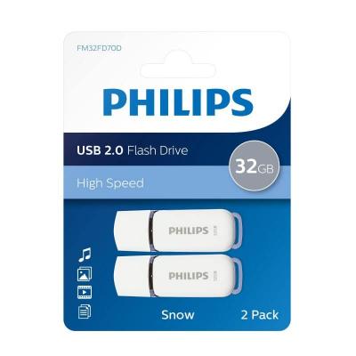 Philips Cl&eacute;s USB 2.0 Snow 32 Go 2 pcs Blanc et gris 
