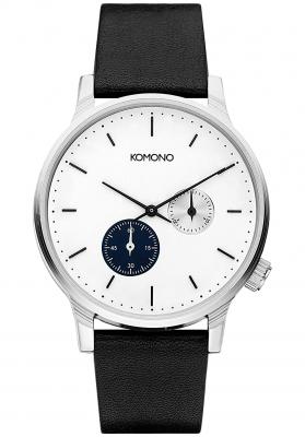 KOMONO Winston Double Subs Blue Montre analogique &agrave; Quartz Japonais pour Homme avec Bracelet en Cuir