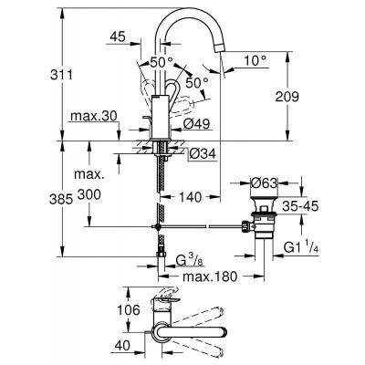 BauLoop Mitigeur monocommande Lavabo Taille L - Grohe