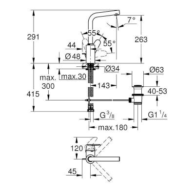 Mitigeur lavabo Eurodisc Cosmopolitan Bec haut - Taille L - Grohe