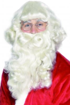 Barbe Pere Noel Platine Super Luxe 38 Cm - Blanc - Unique