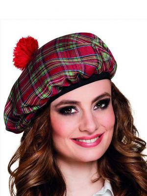 B&eacute;ret &Eacute;cossais Rouge Adulte - Boland - &Eacute;cosse - Carreaux - Taille Unique