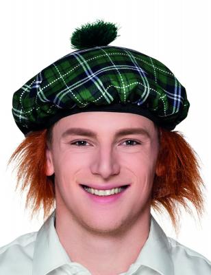 B&eacute;ret &eacute;cossais vert avec cheveux adulte