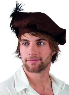 Coiffe Medievale Marron Avec Plume - Marron