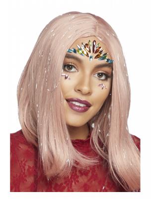 Bijoux pour visage adh&eacute;sifs multicolores