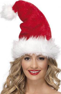 Smiffys Bonnet de P&egrave;re No&euml;l, Rouge, avec guirlandes, Deluxe