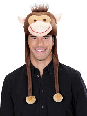 Bonnet singe en peluche adulte