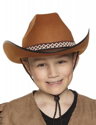 Chapeau Cowboy Enfant - BOLAND - Brun - Ruban - Ficelle - Accessoire de d&eacute;guisement 