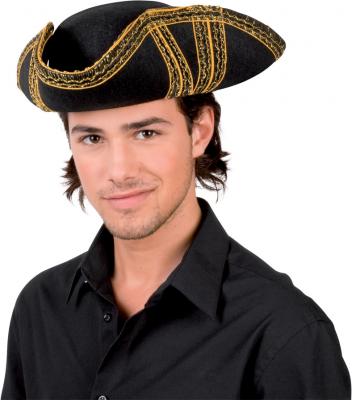 Tricorne Noir Galonne Adulte Assorti - Noir - Taille Unique
