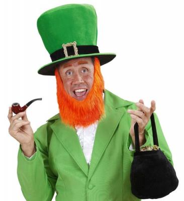 Chapeau haut de forme avec barbe adulte Saint Patrick taille unique