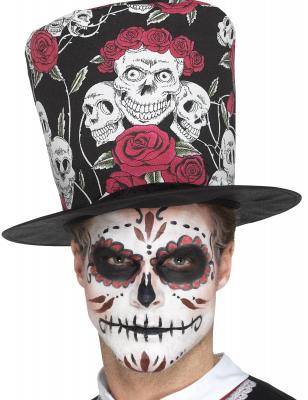 Chapeau haut de forme cr&acirc;nes adulte Dia de los muertos