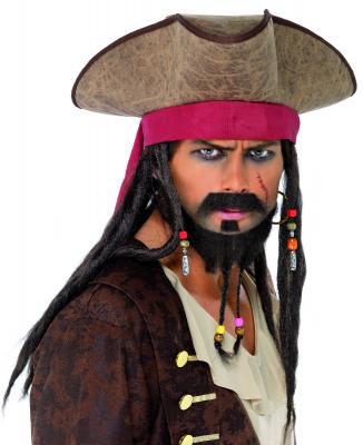 Chapeau pirate marron avec cheveux dreadlocks - D&eacute;guisements et f&ecirc;tes