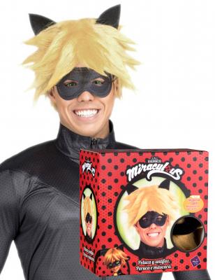 Coffret perruque et masque Chat Noir Miraculous adulte