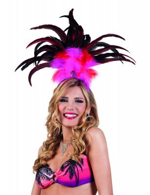 Boland 52283 Rio Serre-t&ecirc;te avec plumes Taille unique Rose/rouge