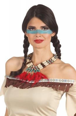 Collier indien avec plumettes rouges femme