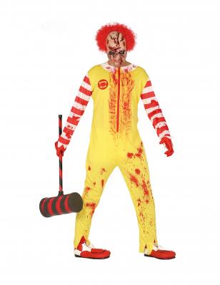 D&eacute;guisement clown zombie rouge et jaune adulte