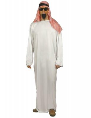 Smiffys Costume Le Cheik, avec longue tunique et coiffe - BLANC - TAILLE L