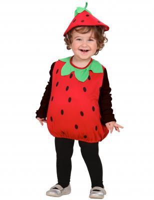 D&eacute;guisement petite fraise rembourr&eacute;e et coiffe -1/3 ans