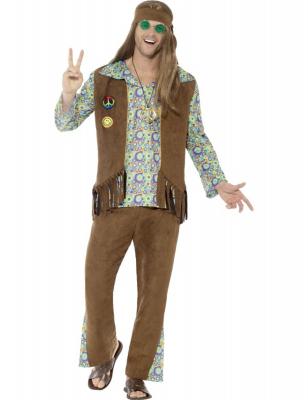Smiffys Costume hippie ann&sbquo;es 60, multicolore, avec pantalon, haut, gilet, m&sbquo;daillon et