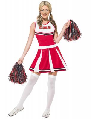 Smiffys Costume pom pom girl avec robe et pompons - Rouge - XS (32-34)