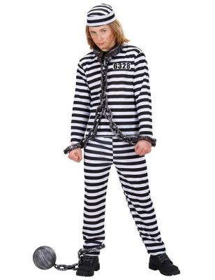 Costume Carcerato 158Cm 11-13Anni Bianco-Nero
