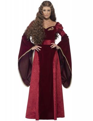 Costume De Reine Medievale Luxe Rouge - Rouge - M