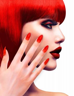 Faux ongles rouges adh&eacute;sifs adulte