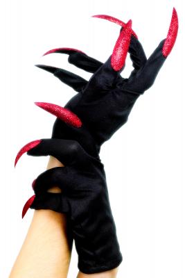 Gants avec faux ongles sorci&egrave;re Halloween Taille Unique