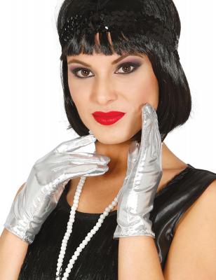 Gants courts m&eacute;talis&eacute;s argent femme