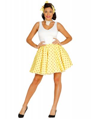 Jupe et foulard jaune &agrave; pois ann&eacute;es 50 femme