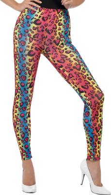 Leggings L&eacute;opard N&eacute;on - Multicolores - Taille Unique