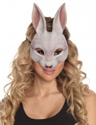 Demi-masque lapin - NO NAME - photor&eacute;aliste en polyester - blanc - int&eacute;rieur - adulte