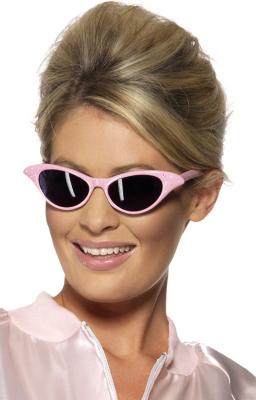 Smiffys Lunettes rock and roll style frivole, Rose, avec diamant