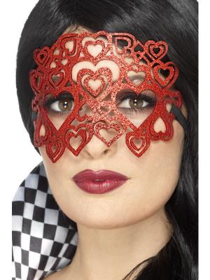 Masque &agrave; paillettes coeurs rouges adulte