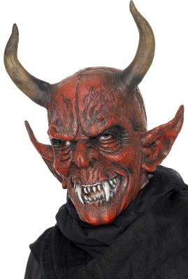 Masque Demon Avec Cornes Rouge En Latex - Rouge - Taille Unique