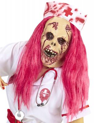 W WIDMANN- Demi-Masque infirmi&egrave;re Zombie, Mixte Adulte, 11010469, Rouge, Taille Unique