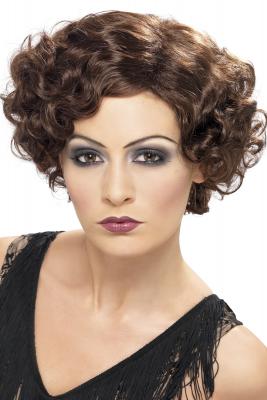 Perruque cabaret ondul&eacute;e chatain femme