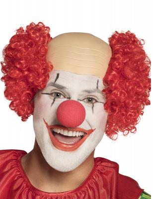 Perruque clown cr&acirc;ne nu rouge homme