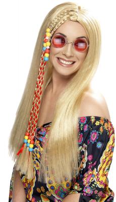 Perruque hippie blonde femme Taille Unique