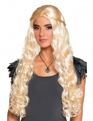 Perruque longue blonde avec petites tresses femme