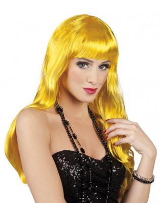 Perruque longue ondul&eacute;e femme  jaune