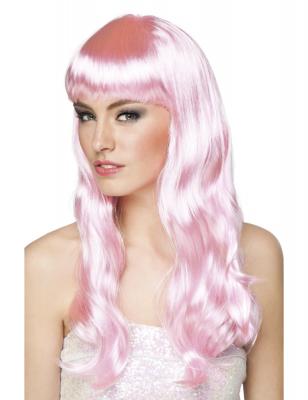 PERRUQUE ROSE CLAIR CHEVEUX LONG  Rose, fuchsia