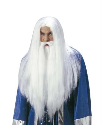 Widmann - Pe782 - Perruque Sorcier Avec Barbe et Elastique, Blanc