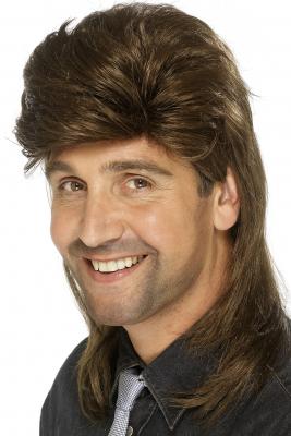 Perruque Mullet Jason Ch&acirc;tain Annees 80 - Brun - Taille Unique